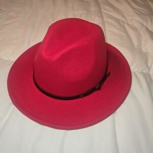 Vibrant Red Fedora Hat